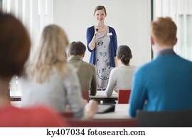 negócio executivo, em, um, seminário