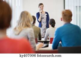 negócio executivo, em, um, seminário