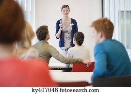 negócio executivo, em, um, seminário