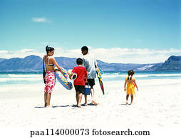 beach standing family fotosearch