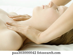 mulher, tendo, massagem