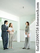 Female real estate agent showing house to young couple