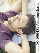 Man napping outdoors