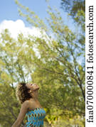 Woman enjoying fresh air outdoors