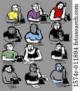 Telemarketers I  2003 Diana Ong (b.1940 Chinese-American) Computer graphics