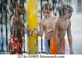 Girls standing together under a shower Stock Photography | 1574r-31025