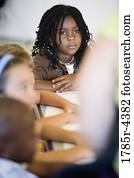 Close up of girl paying attention in class