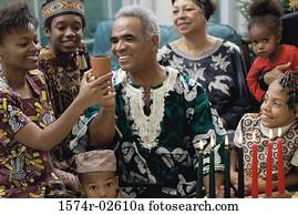 família, celebrando, kwanzaa