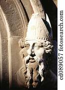 pedra, cabeça, dito, para, ser, de, st., patrick, em, a, igreja, de, a, maioria, santissimo, Trinity., dublin, Castle., irlanda