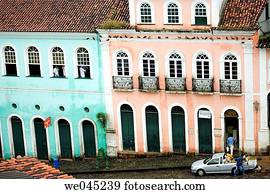 Largo do Pelourinho (Pillory) Salvador?s best preserved Colonial buildings. Pelourinho area of Salvador da Bahia, considered by UNESCO to be the most important grouping of 17th & 18th Century Colonial Architecture in the Americas, Brazil