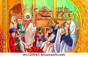 celebração, de, yom kippur, a, judeu, festival