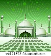 fachada, de, um, mesquita, índia