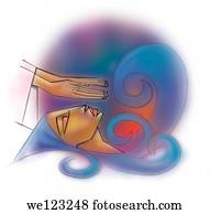 mulher, recebendo, reiki, tratamento, índia