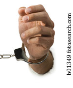 Close-up of hand in handcuffs