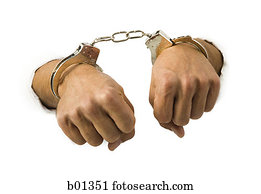 Close-up of hands in handcuffs