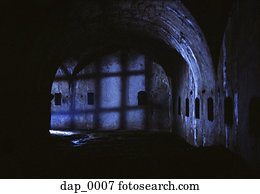 Empty arched corridor in a building