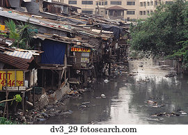 High angle view of a slum