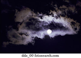 Low angle view of a full moon overshadowed by a storm cloud
