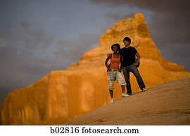 Low angle view of a young couple standing