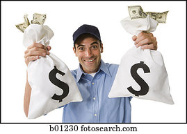 Wealthy man with money bags Stock Photo | e00009117 | Fotosearch