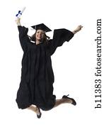 aluno feminino, celebrando, graduação