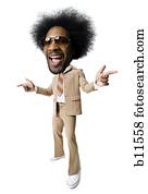 Man with an afro in beige suit