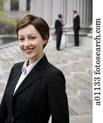 retrato, de, um, femininas, advogado, sorrindo