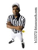 árbitro, ficar, com, braços cruzaram