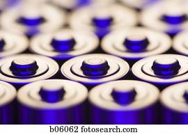 The tops of alkaline batteries