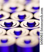 The tops of alkaline batteries