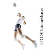 mulher, voleibol jogo