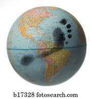 Globe with footprint