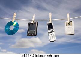Technology on clothesline