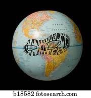 Footprint on a globe.