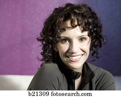 woman with curly brown hair