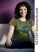 woman with curly brown hair