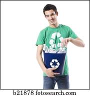 young man in a recycling t-shirt