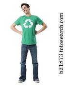 young man in a recycling t-shirt