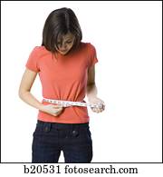 年輕婦女, 由于, a, 測量磁帶