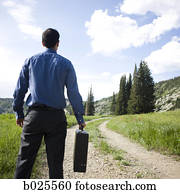 homem negócios, em, a, selva