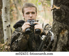 homem, caça, em, a, selva