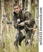 homem, caça, em, a, selva