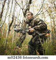 homem, caça, em, a, selva