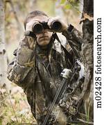 homem, caça, em, a, selva