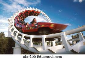 Rollercoaster Cars on Corkscrew at Speed Australia Rollercoaster Cars on Corkscrew at Speed Australia