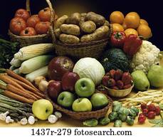 Mais, Auswahl, Obst, Äpfel, Gemüse