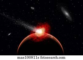 A comet hitting an alien planet.