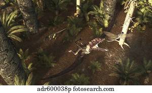 A Dimorphodon pterosaur chasing an insect. A Dimorphodon pterosaur chasing an insect.
