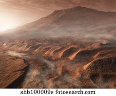 A light fog forms in a desiccated gully in Gale Crater, Mars.