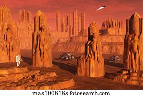 A team of explorers from Earth exploring Mars ancient monuments.